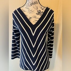 NWT Talbots navy blue and white striped top in XSmall